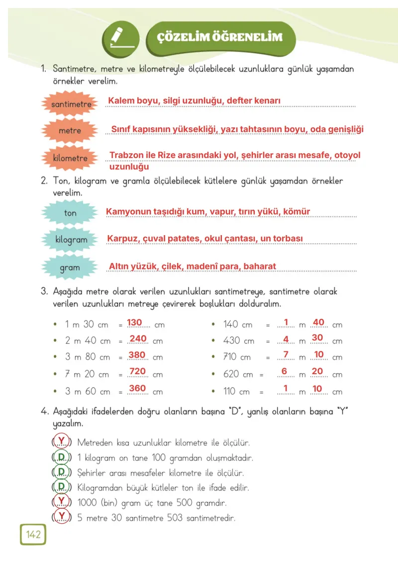 3. Sınıf Matematik Ders Kitabı Cevapları Meb Yayınları 1. Kitap Sayfa 142 Çözüm Görseli