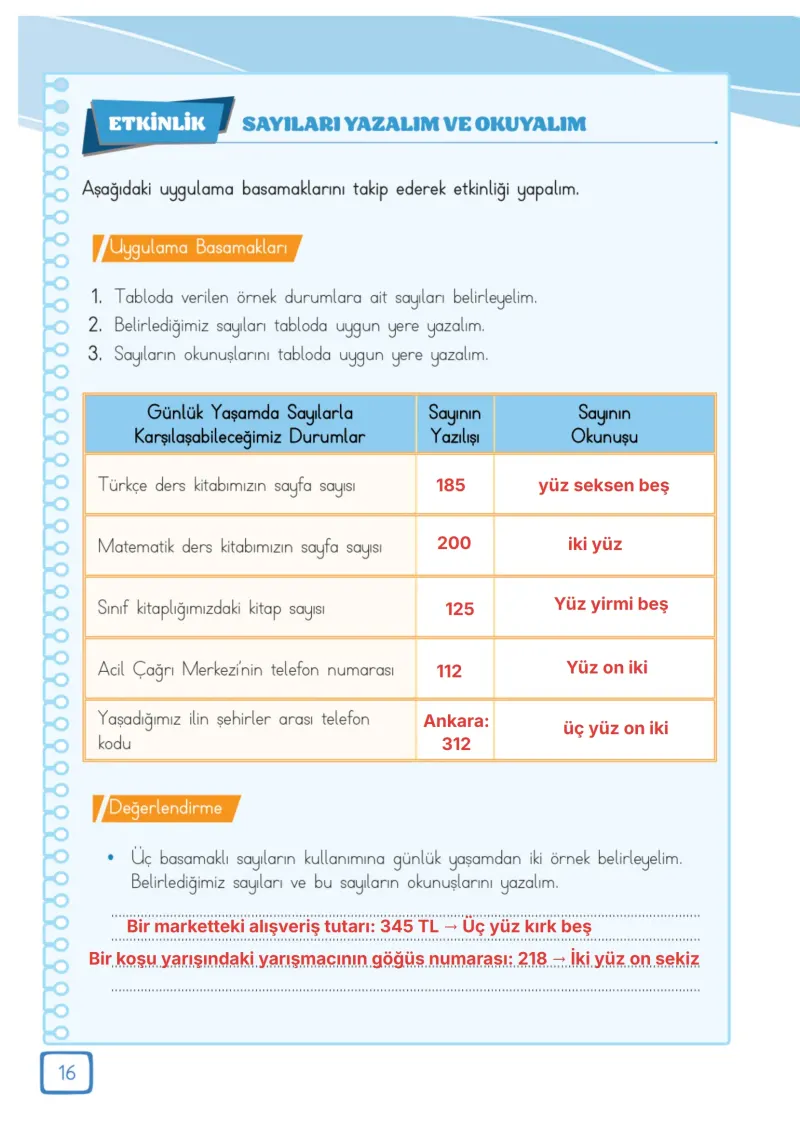 3. Sınıf Matematik Ders Kitabı Cevapları Meb Yayınları 1. Kitap Sayfa 16 Çözüm Görseli
