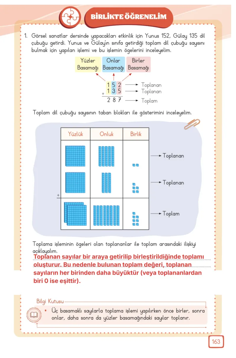3. Sınıf Matematik Ders Kitabı Cevapları Meb Yayınları 1. Kitap Sayfa 163 Çözüm Görseli
