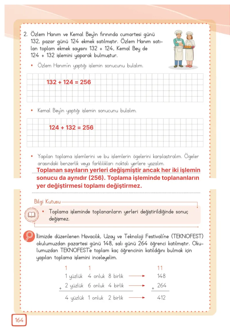 3. Sınıf Matematik Ders Kitabı Cevapları Meb Yayınları 1. Kitap Sayfa 164 Çözüm Görseli