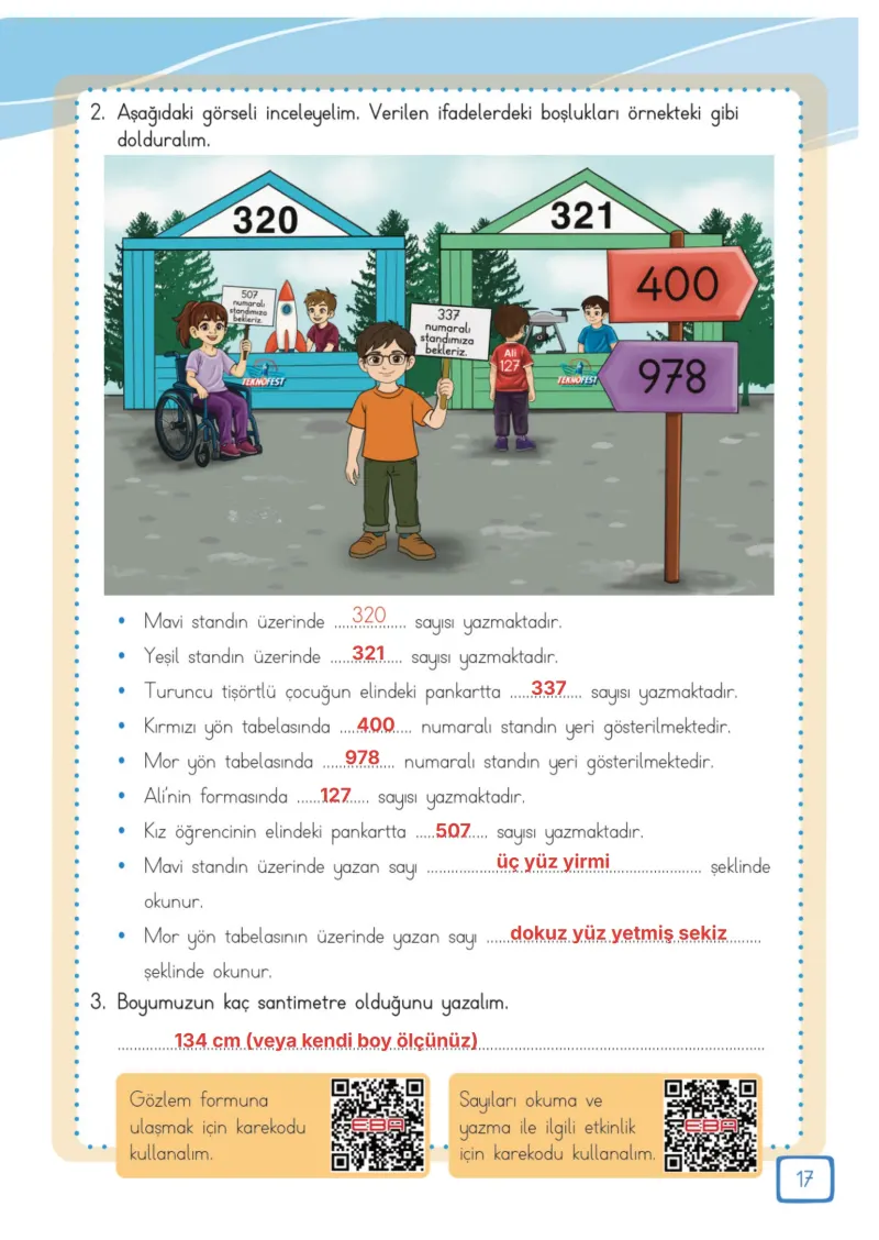 3. Sınıf Matematik Ders Kitabı Cevapları Meb Yayınları 1. Kitap Sayfa 17 Çözüm Görseli