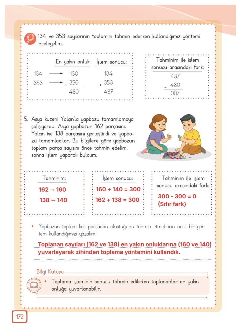3. Sınıf Matematik Ders Kitabı Cevapları Meb Yayınları 1. Kitap Sayfa 172 Çözüm Görseli