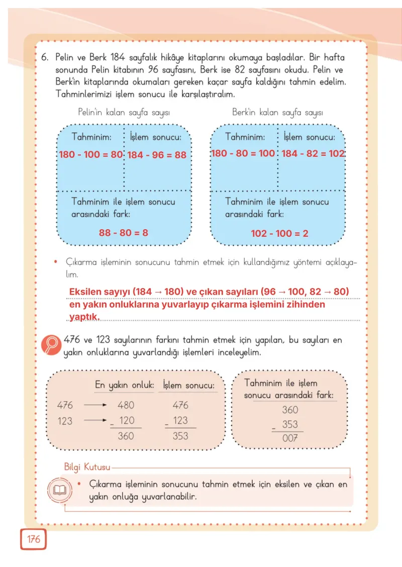 3. Sınıf Matematik Ders Kitabı Cevapları Meb Yayınları 1. Kitap Sayfa 176 Çözüm Görseli