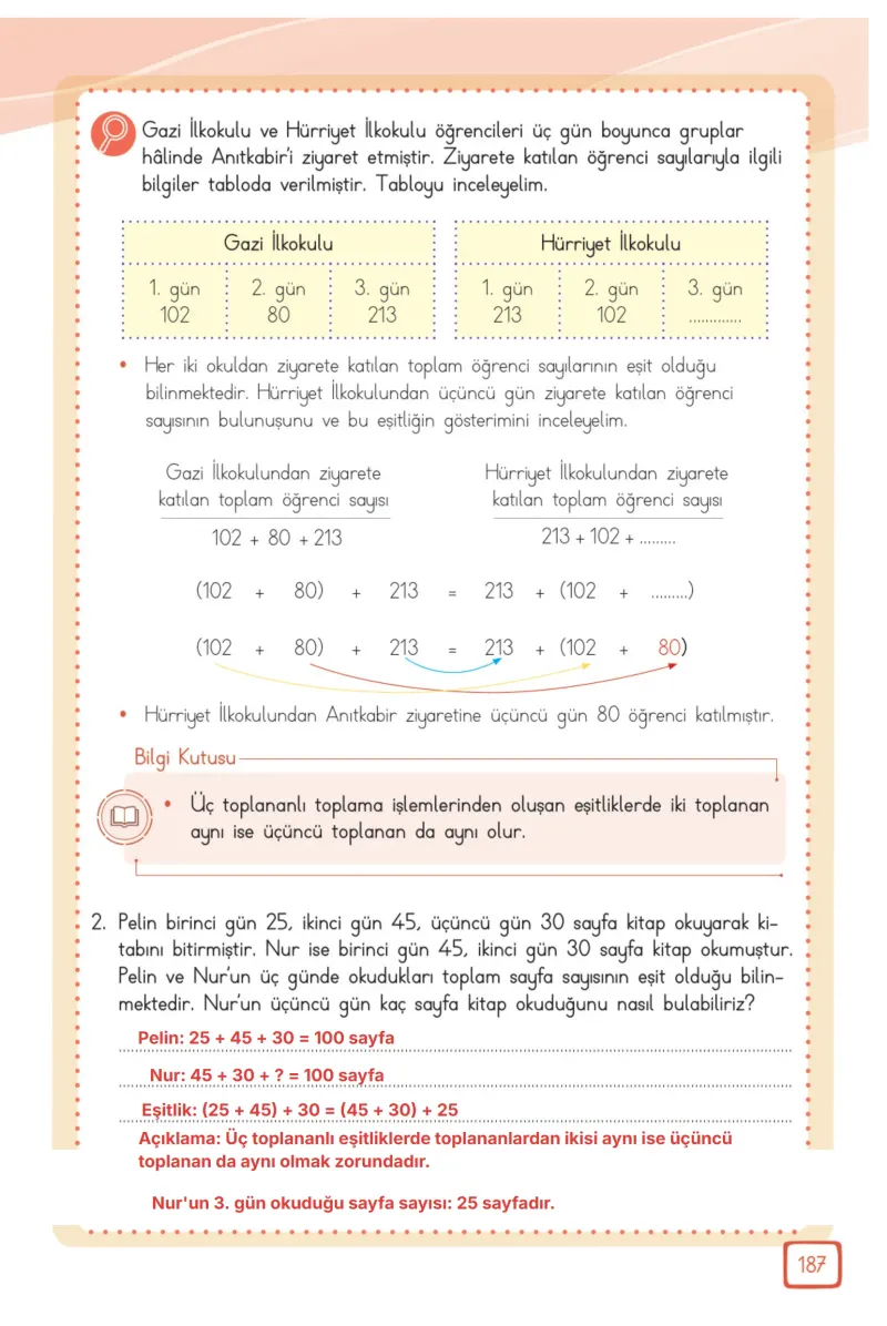 3. Sınıf Matematik Ders Kitabı Cevapları Meb Yayınları 1. Kitap Sayfa 187 Çözüm Görseli