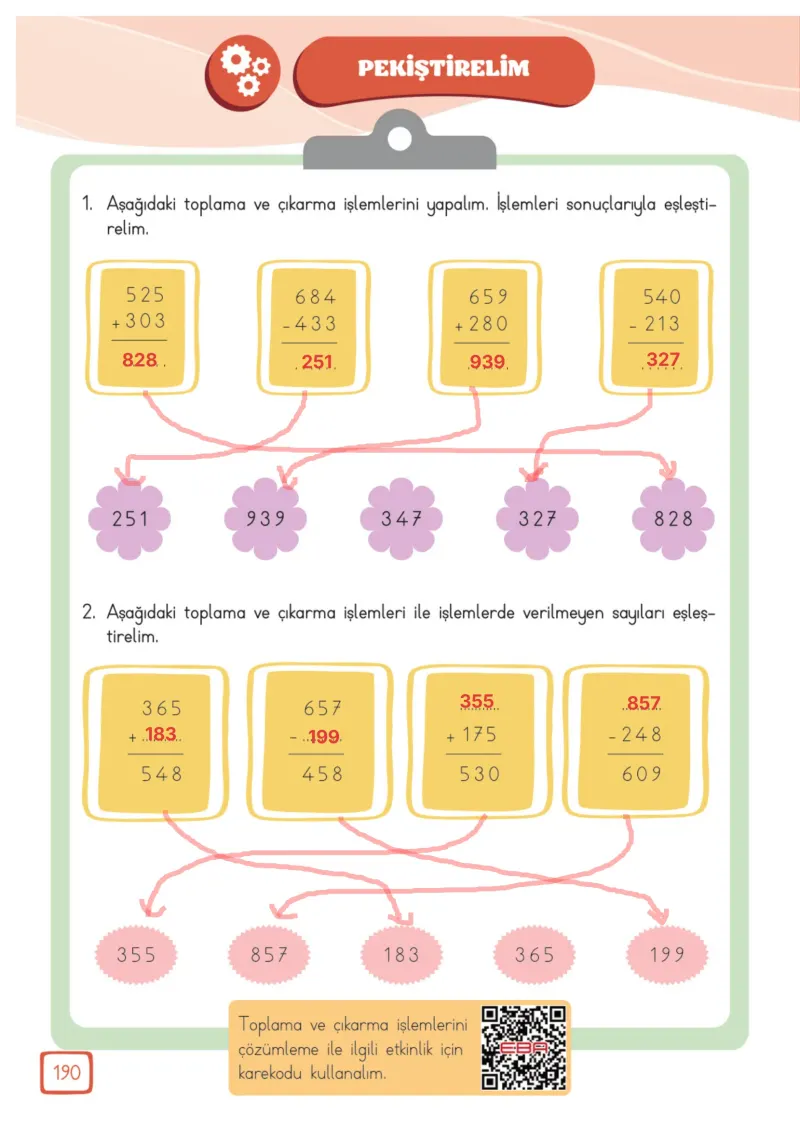 3. Sınıf Matematik Ders Kitabı Cevapları Meb Yayınları 1. Kitap Sayfa 190 Çözüm Görseli