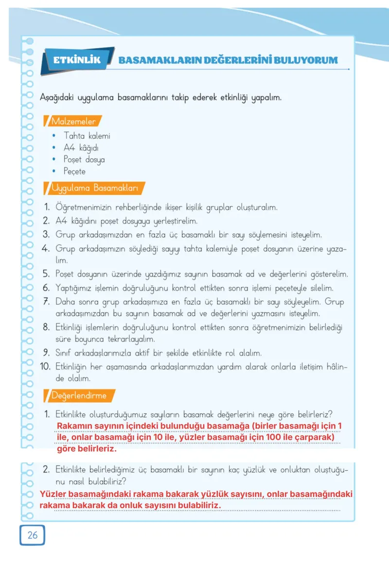 3. Sınıf Matematik Ders Kitabı Cevapları Meb Yayınları 1. Kitap Sayfa 26 Çözüm Görseli