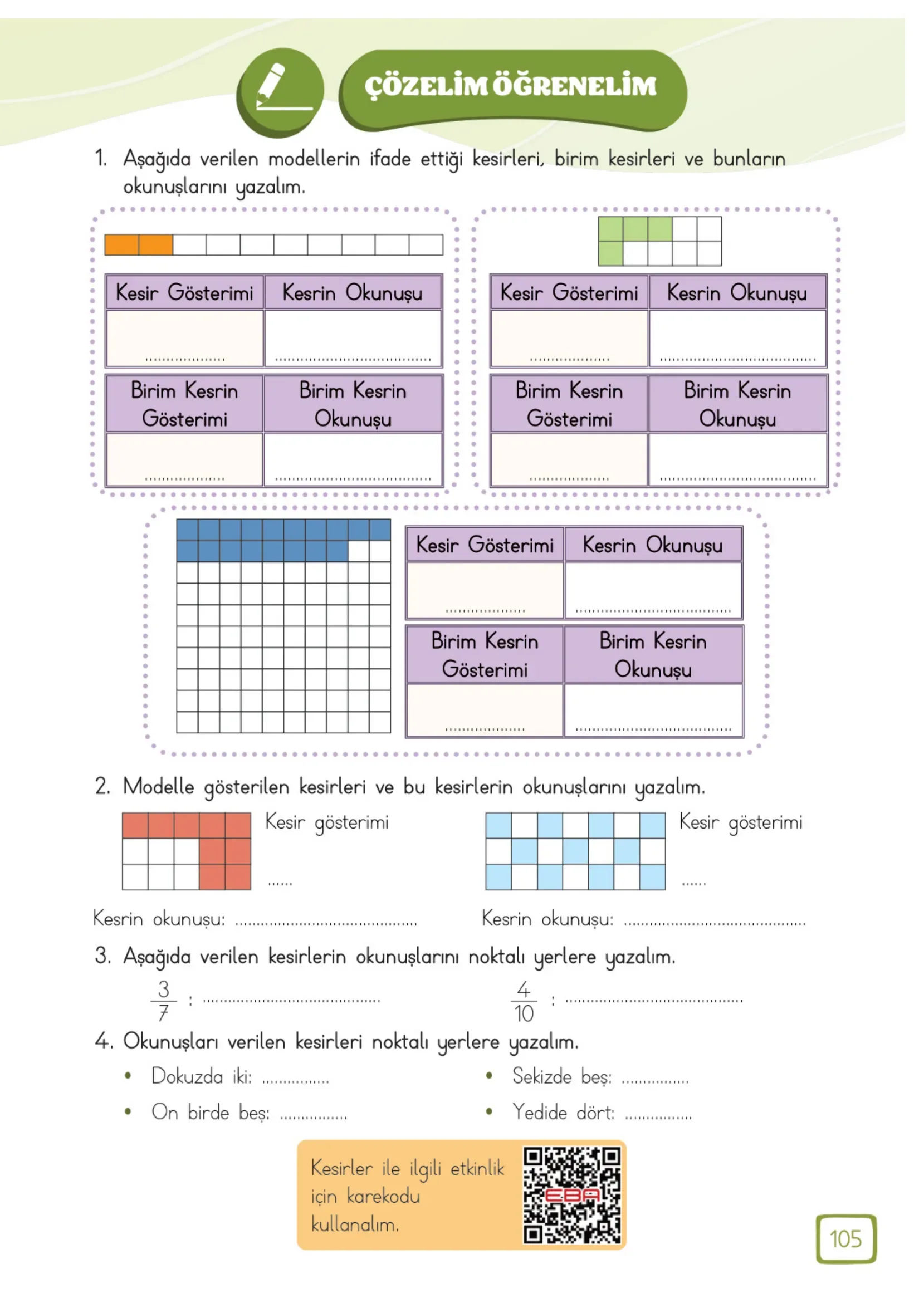 3. Sınıf Matematik Ders Kitabı Cevapları Meb Yayınları 1. Kitap Sayfa 105