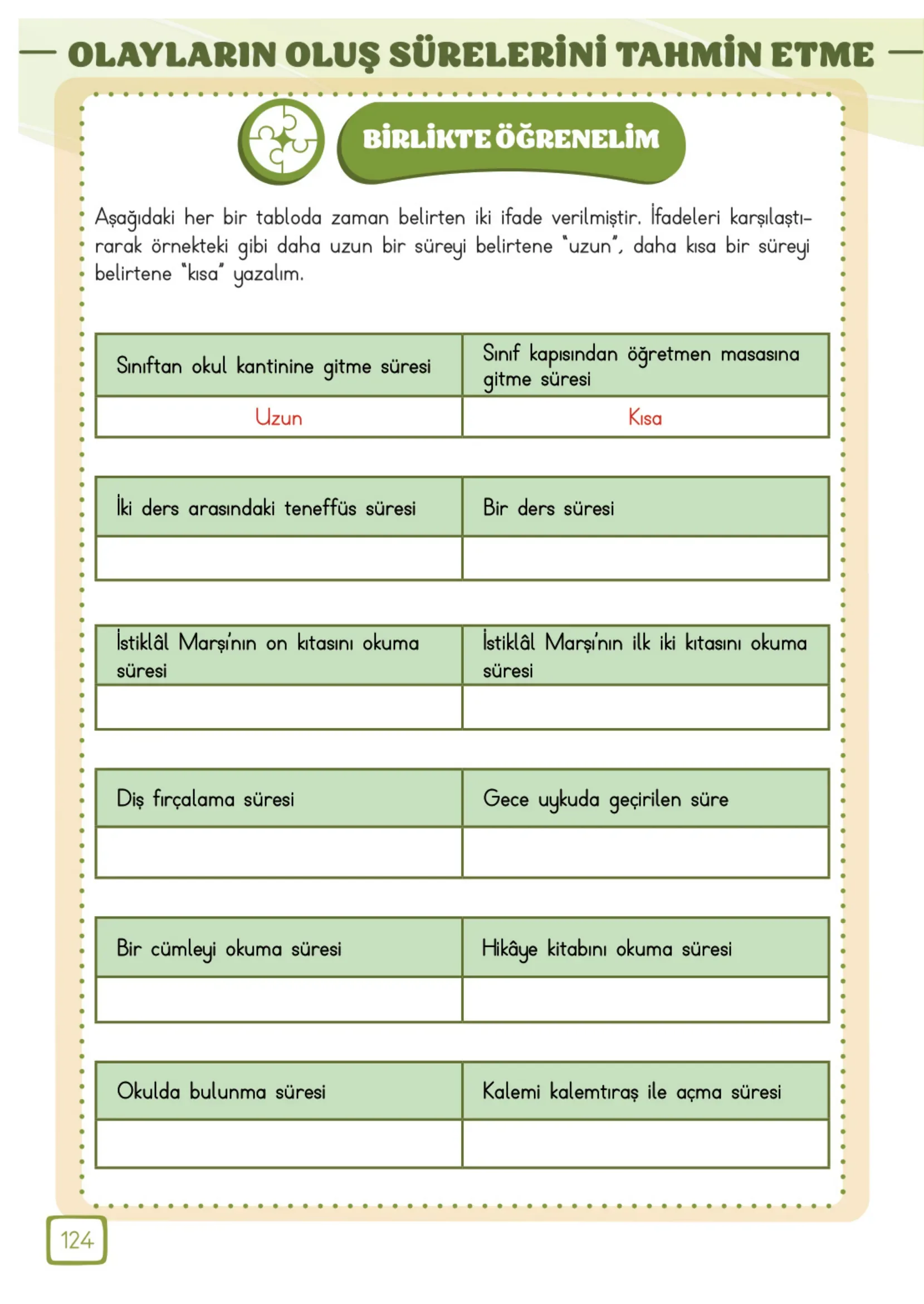 3. Sınıf Matematik Ders Kitabı Cevapları Meb Yayınları 1. Kitap Sayfa 124