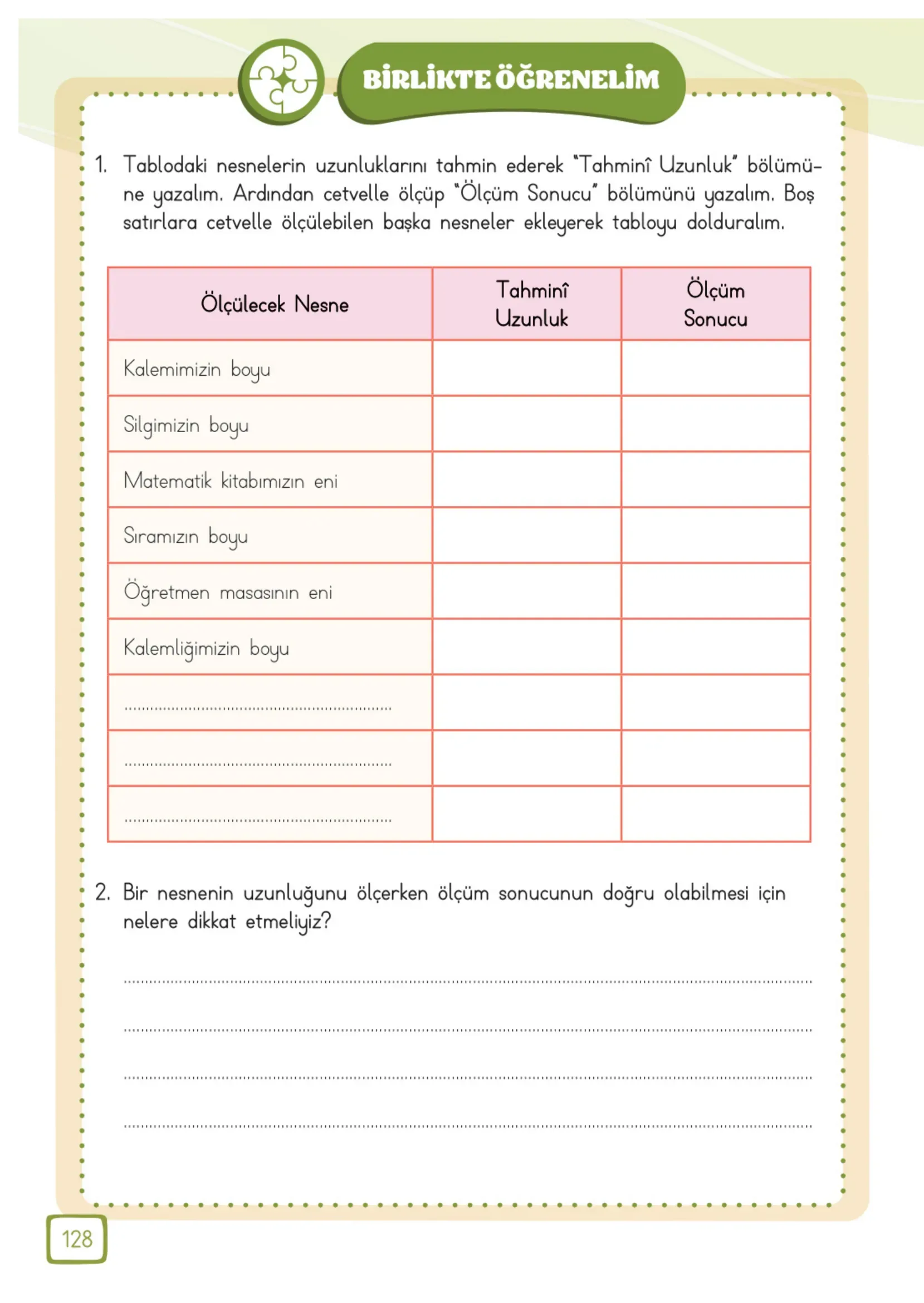 3. Sınıf Matematik Ders Kitabı Cevapları Meb Yayınları 1. Kitap Sayfa 128