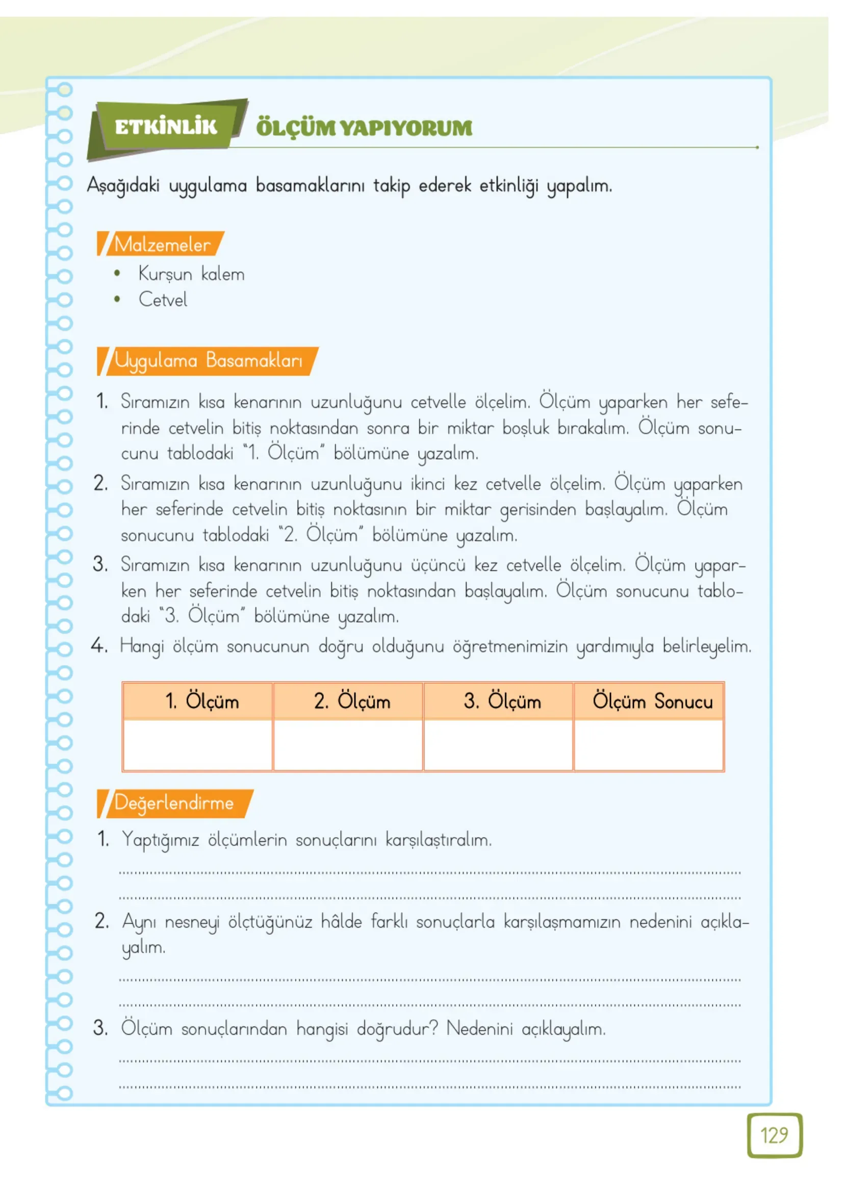 3. Sınıf Matematik Ders Kitabı Cevapları Meb Yayınları 1. Kitap Sayfa 129