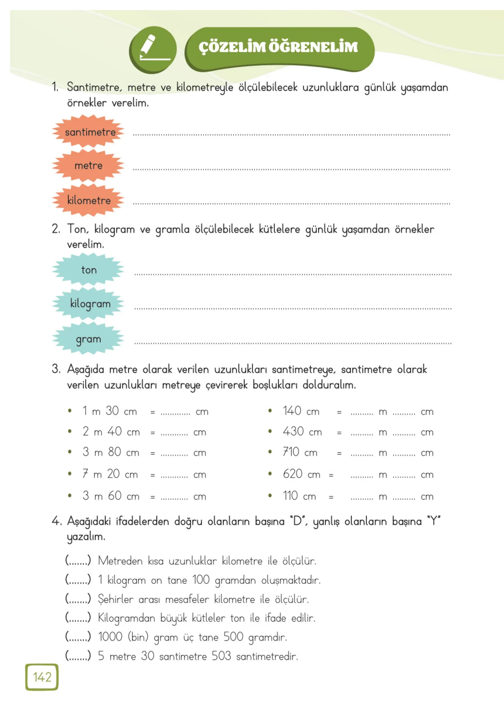 3. Sınıf Matematik Ders Kitabı Cevapları Meb Yayınları 1. Kitap Sayfa 142