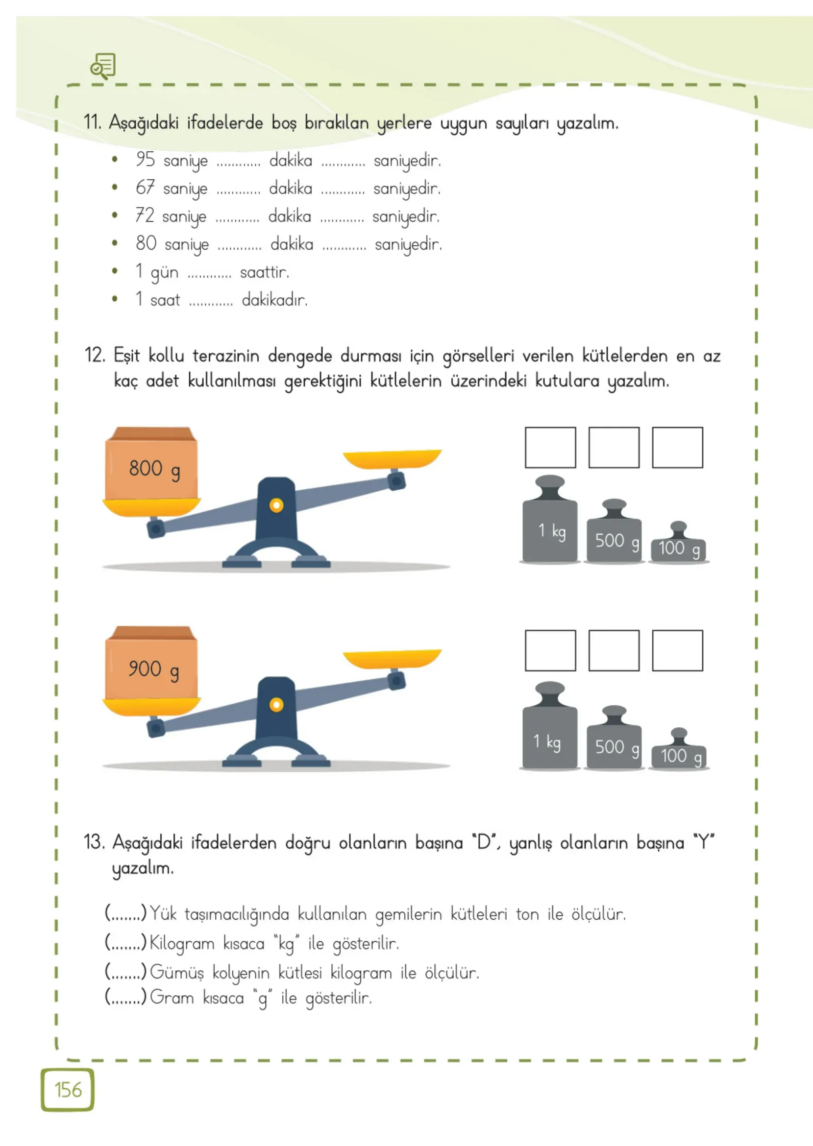3. Sınıf Matematik Ders Kitabı Cevapları Meb Yayınları 1. Kitap Sayfa 156