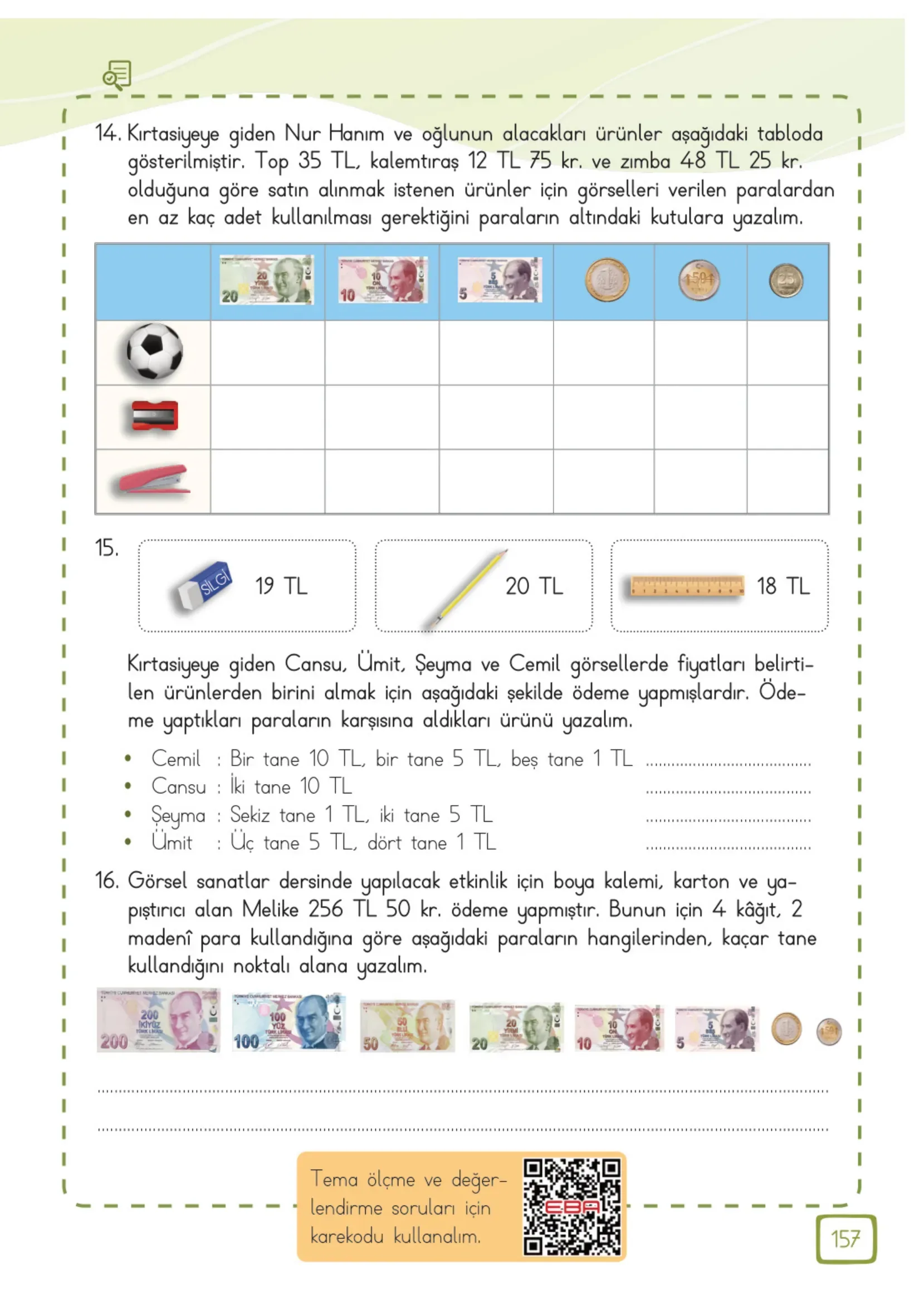 3. Sınıf Matematik Ders Kitabı Cevapları Meb Yayınları 1. Kitap Sayfa 157