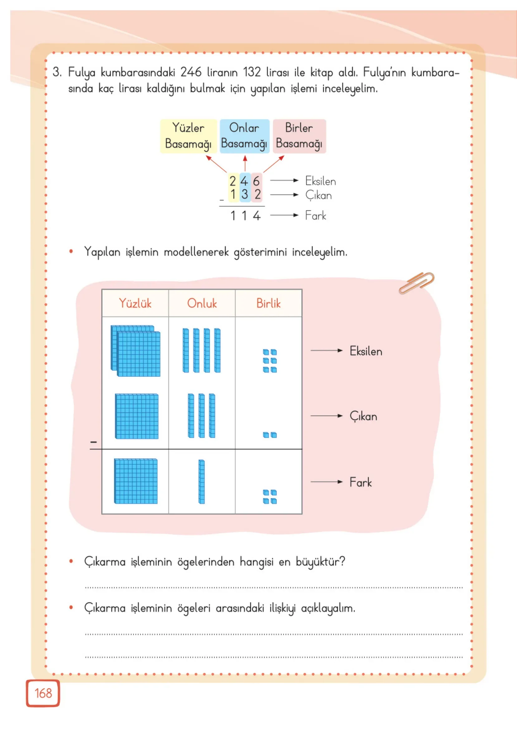 3. Sınıf Matematik Ders Kitabı Cevapları Meb Yayınları 1. Kitap Sayfa 168