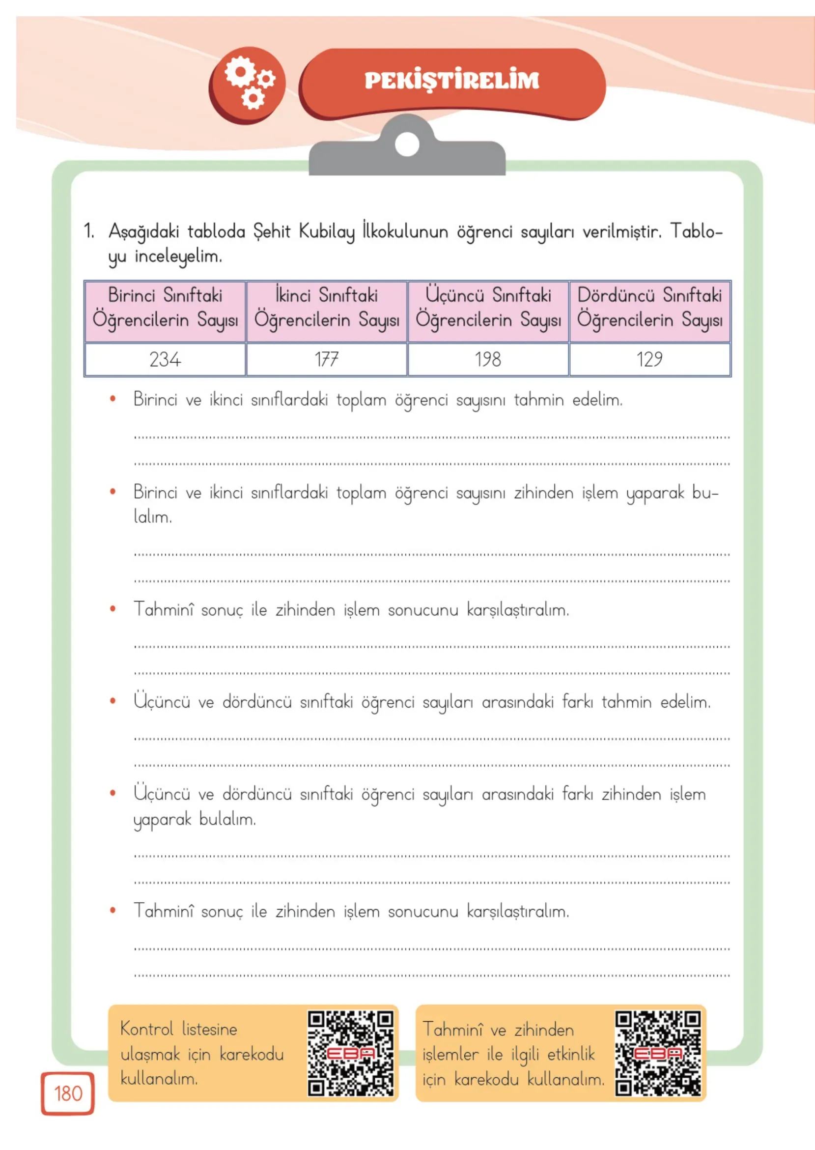 3. Sınıf Matematik Ders Kitabı Cevapları Meb Yayınları 1. Kitap Sayfa 180