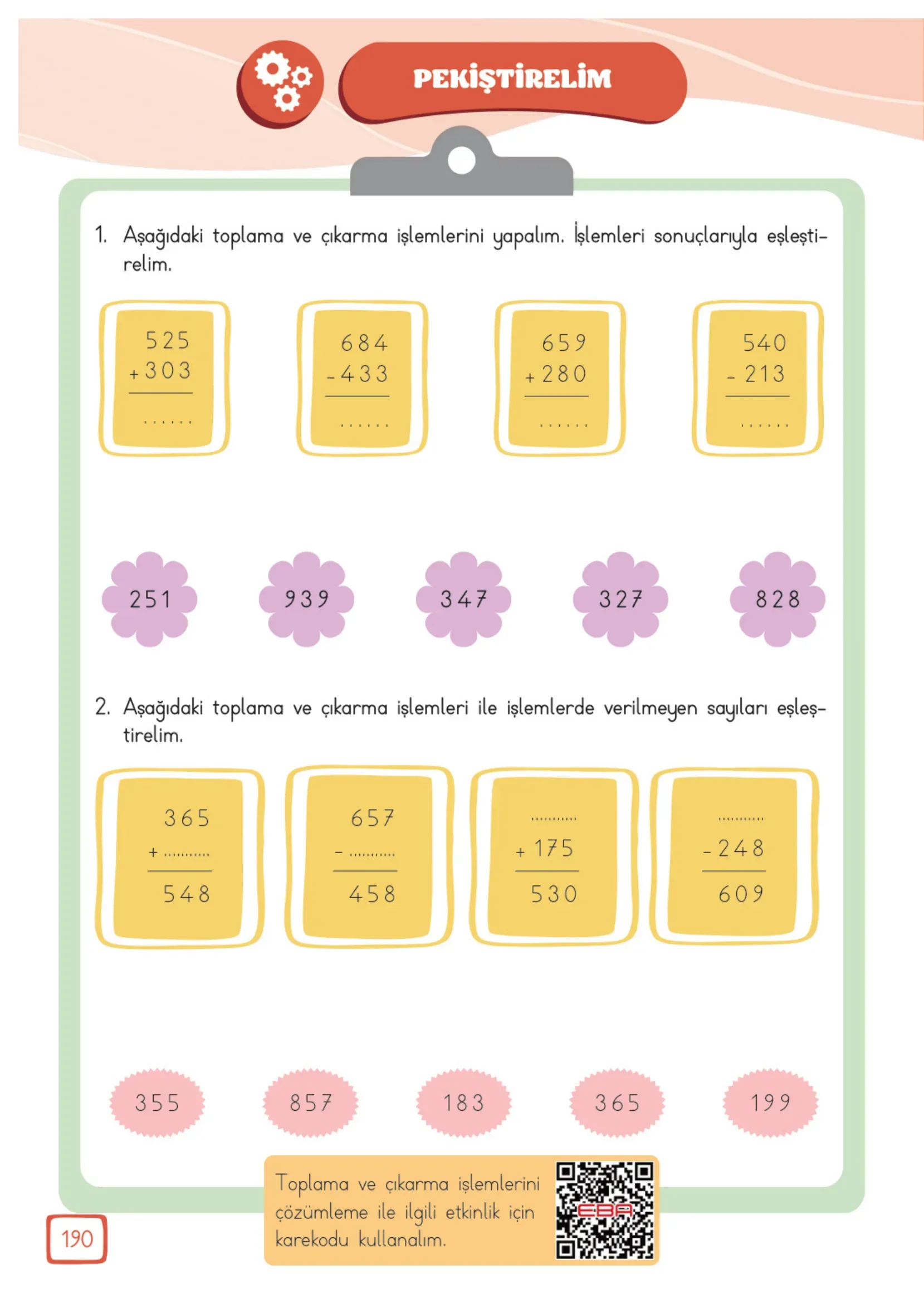 3. Sınıf Matematik Ders Kitabı Cevapları Meb Yayınları 1. Kitap Sayfa 190