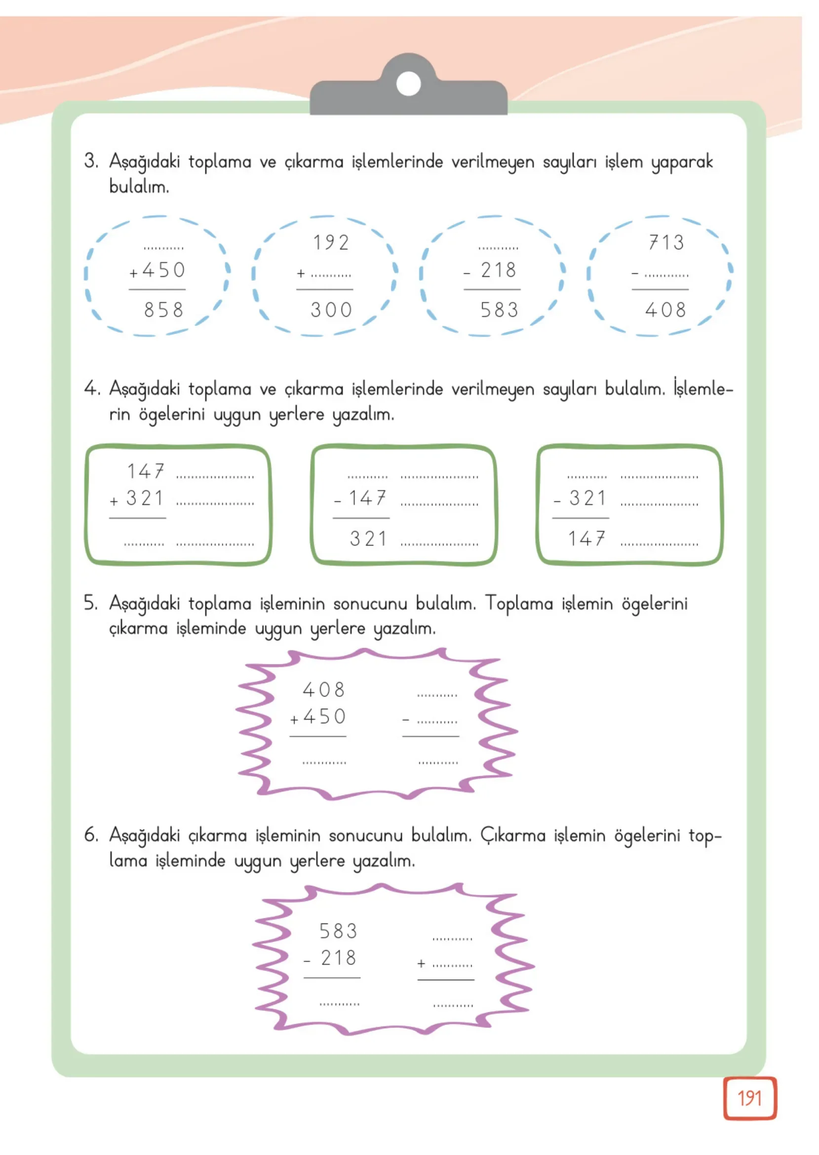 3. Sınıf Matematik Ders Kitabı Cevapları Meb Yayınları 1. Kitap Sayfa 191