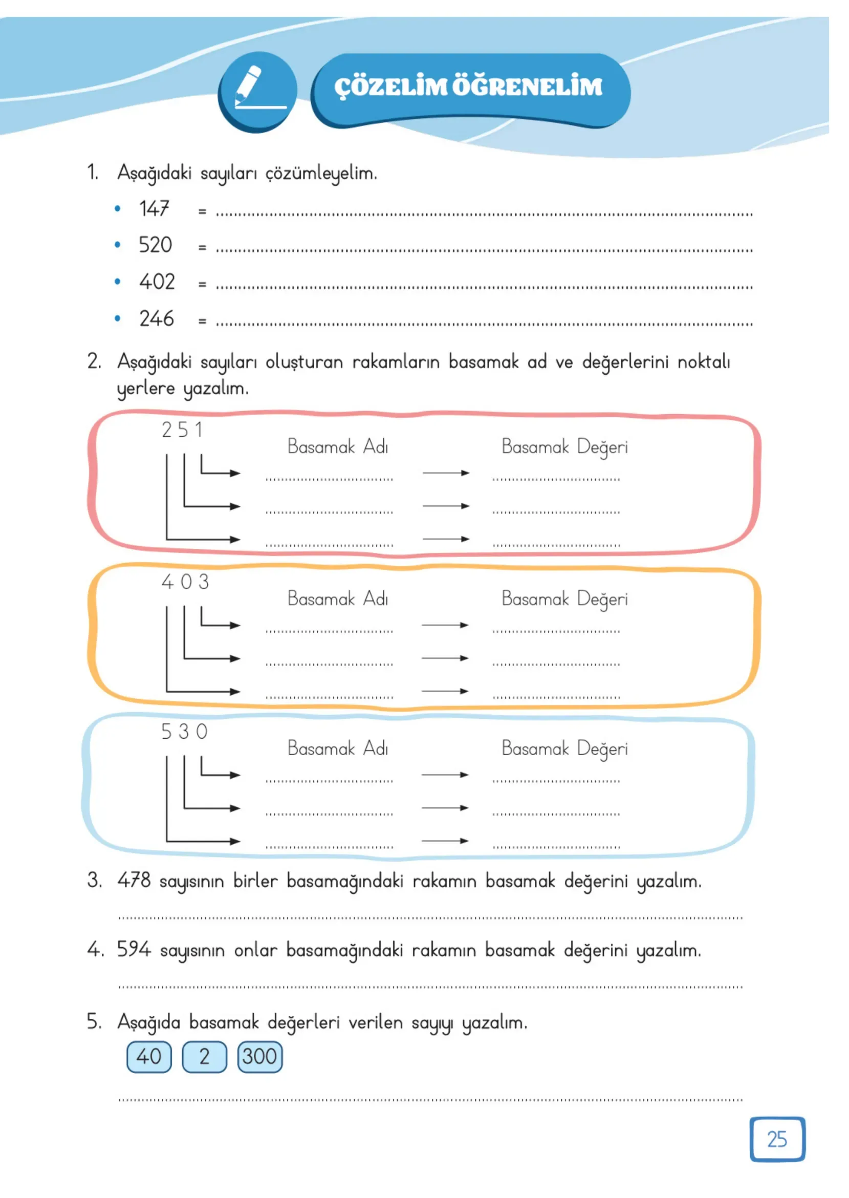 3. Sınıf Matematik Ders Kitabı Cevapları Meb Yayınları 1. Kitap Sayfa 25