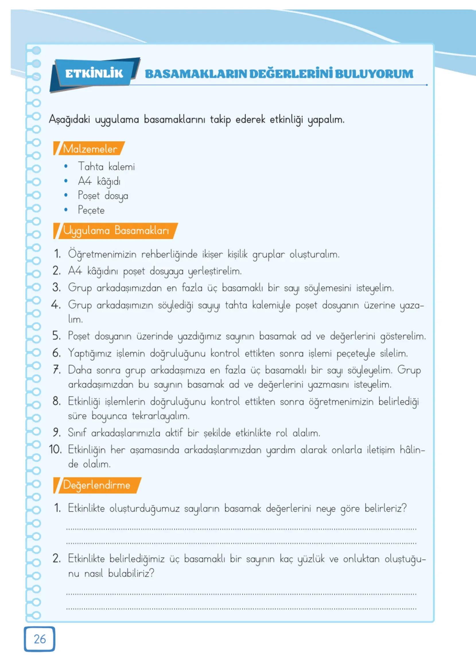 3. Sınıf Matematik Ders Kitabı Cevapları Meb Yayınları 1. Kitap Sayfa 26