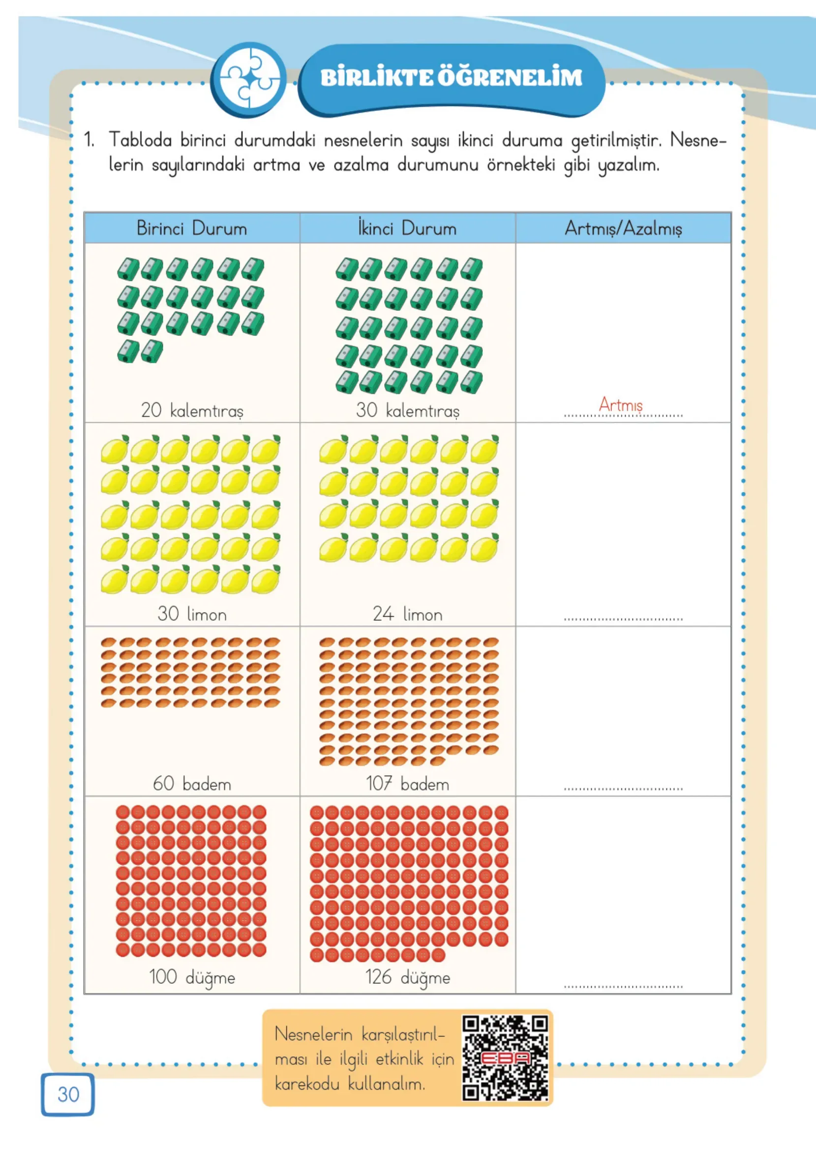 3. Sınıf Matematik Ders Kitabı Cevapları Meb Yayınları 1. Kitap Sayfa 30