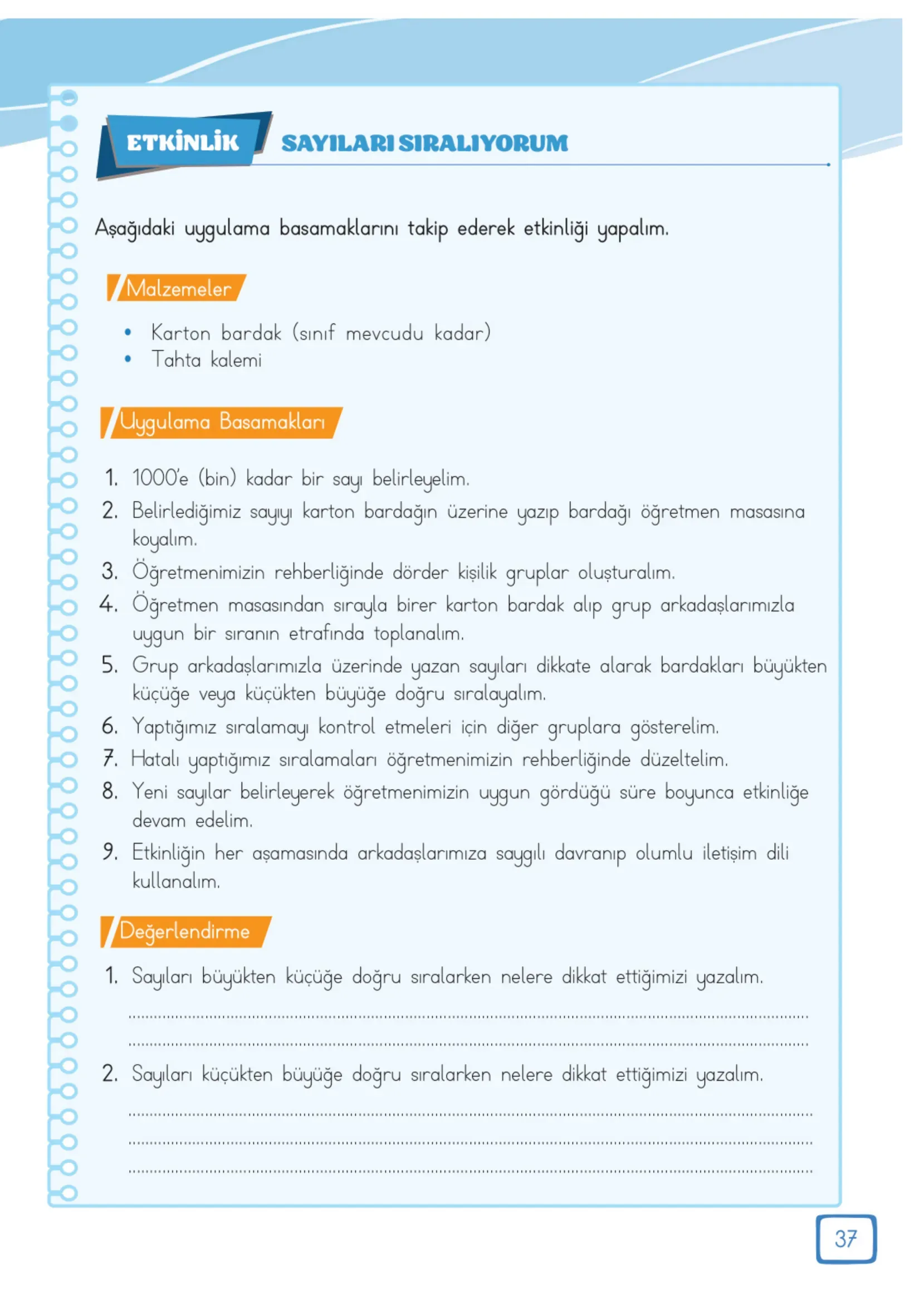 3. Sınıf Matematik Ders Kitabı Cevapları Meb Yayınları 1. Kitap Sayfa 37