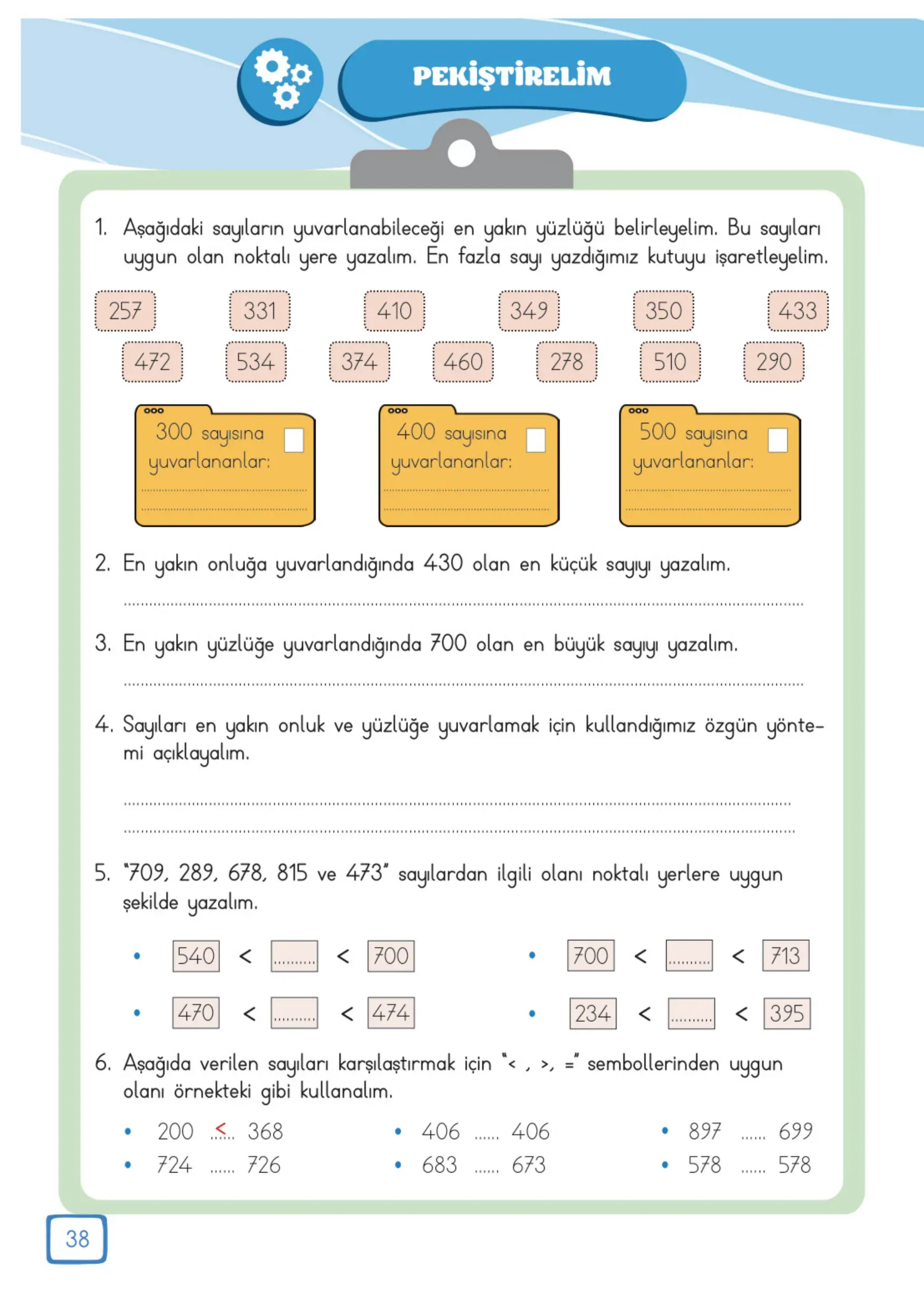 3. Sınıf Matematik Ders Kitabı Cevapları Meb Yayınları 1. Kitap Sayfa 38