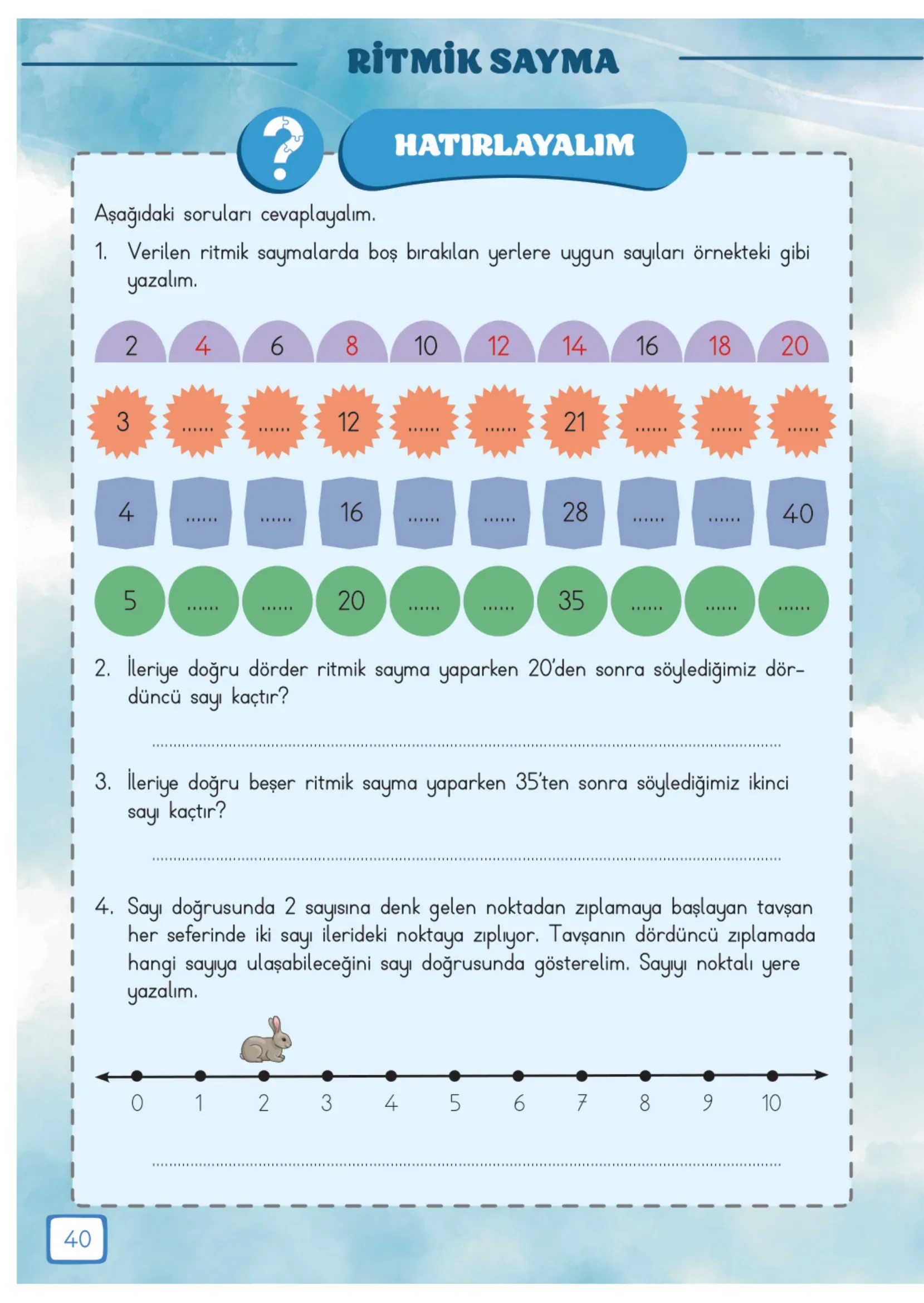 3. Sınıf Matematik Ders Kitabı Cevapları Meb Yayınları 1. Kitap Sayfa 40