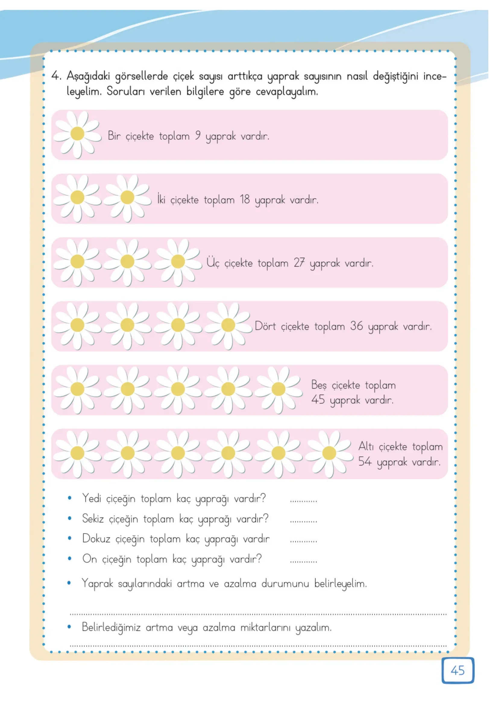 3. Sınıf Matematik Ders Kitabı Cevapları Meb Yayınları 1. Kitap Sayfa 45