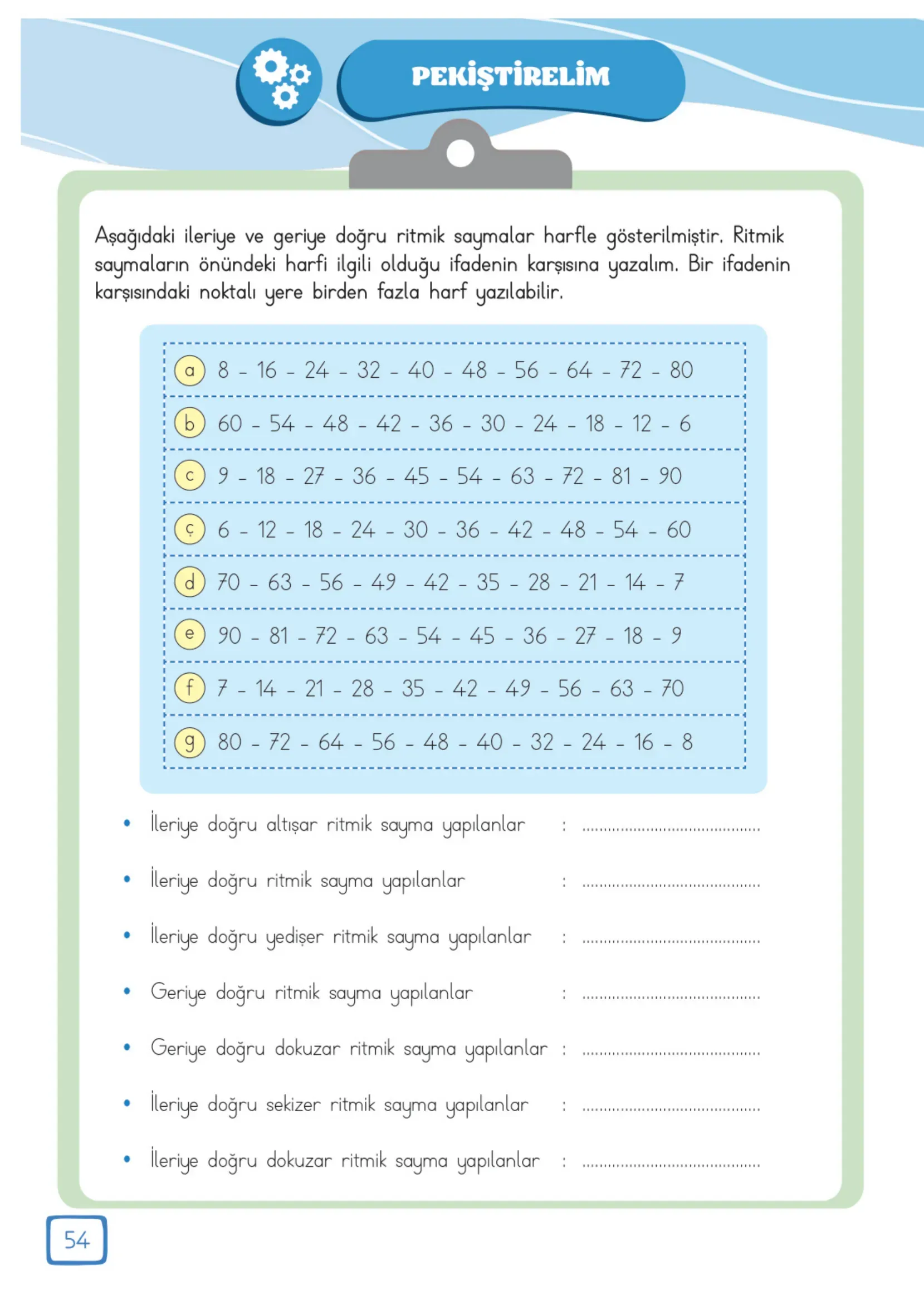 3. Sınıf Matematik Ders Kitabı Cevapları Meb Yayınları 1. Kitap Sayfa 54
