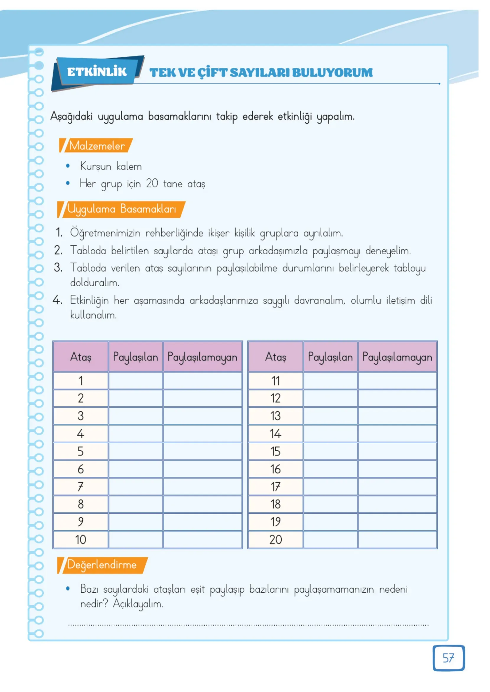 3. Sınıf Matematik Ders Kitabı Cevapları Meb Yayınları 1. Kitap Sayfa 57
