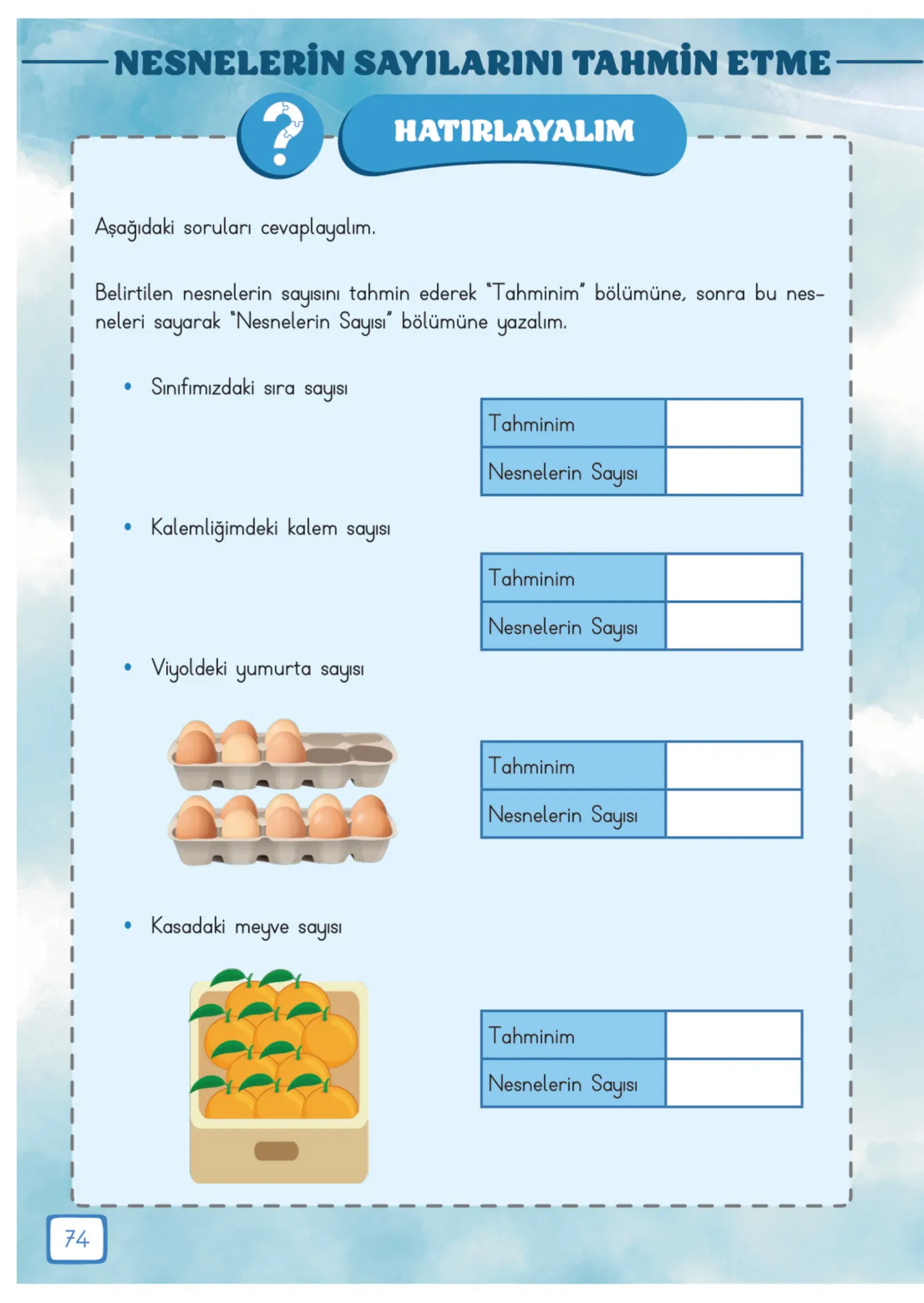 3. Sınıf Matematik Ders Kitabı Cevapları Meb Yayınları 1. Kitap Sayfa 74