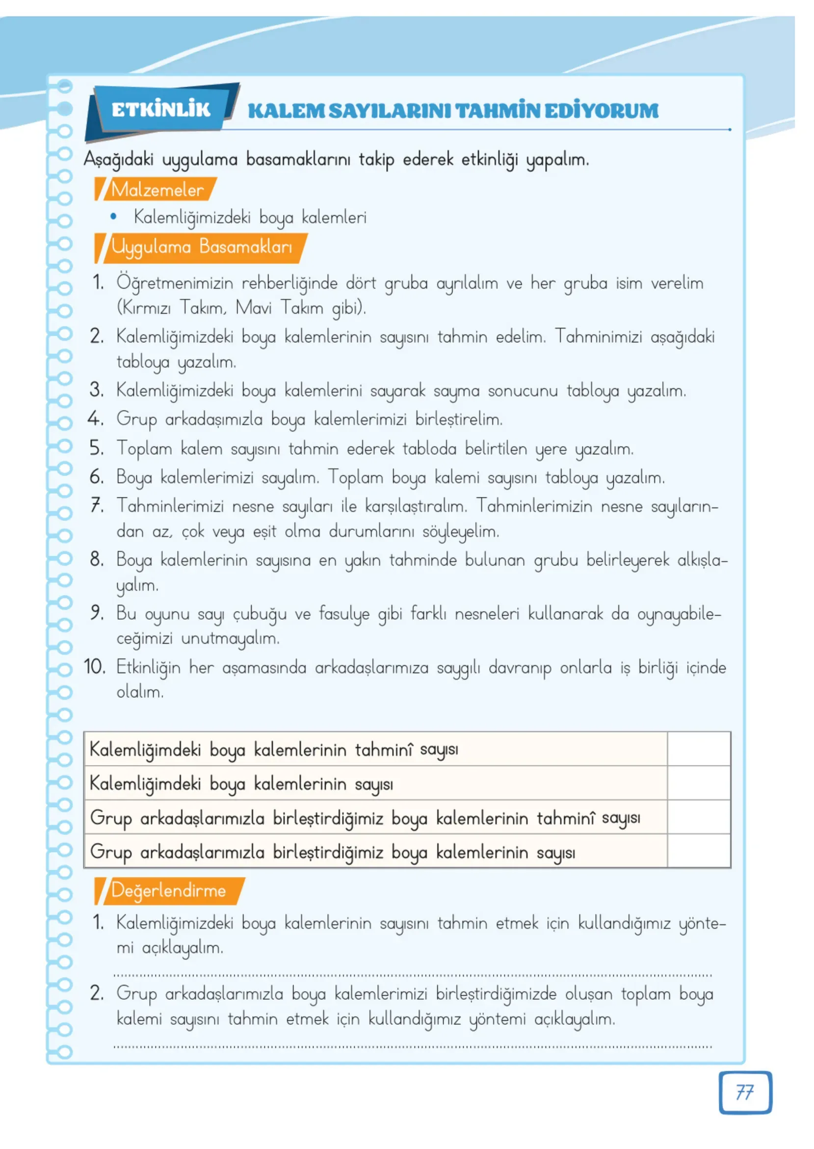 3. Sınıf Matematik Ders Kitabı Cevapları Meb Yayınları 1. Kitap Sayfa 77
