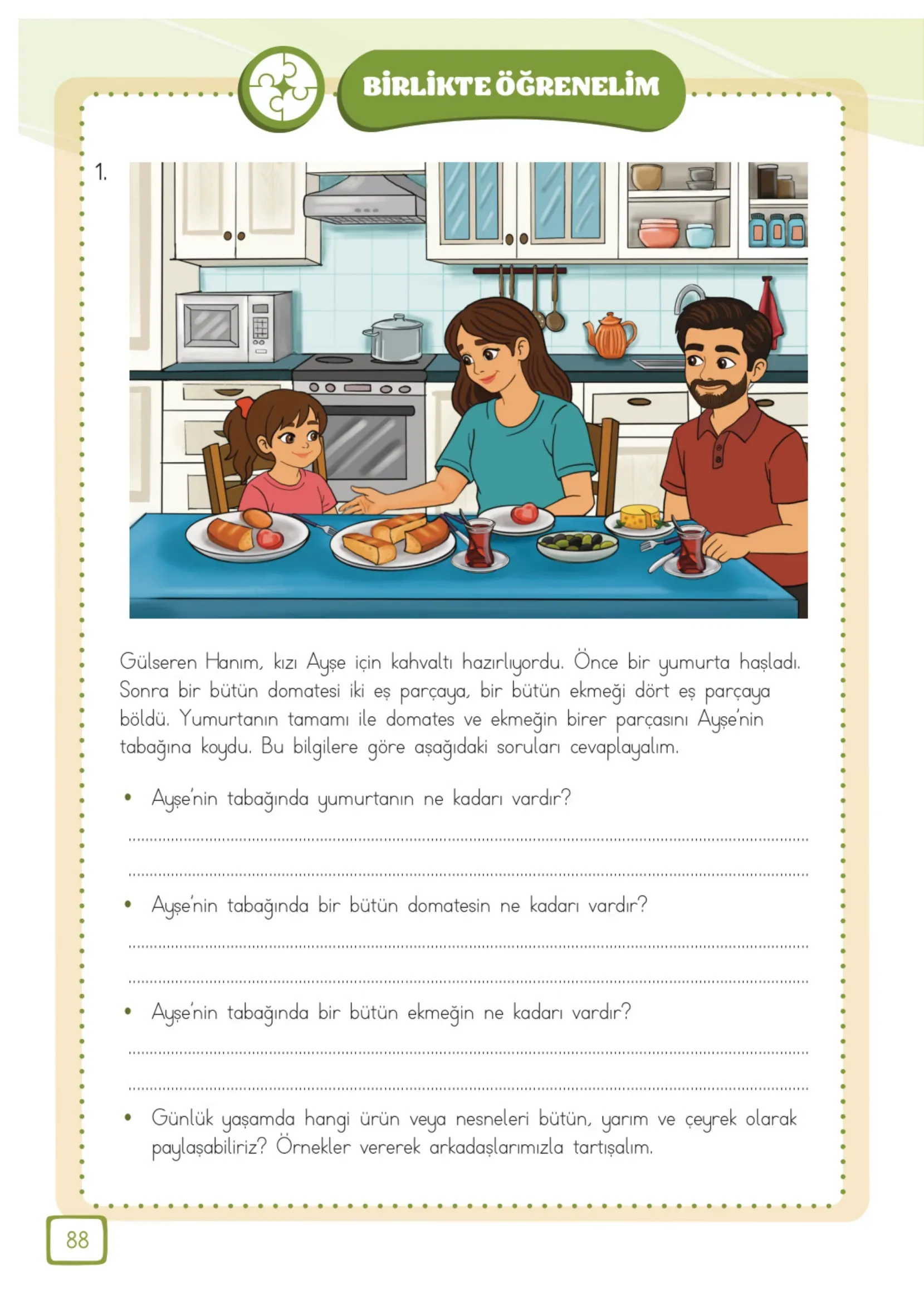 3. Sınıf Matematik Ders Kitabı Cevapları Meb Yayınları 1. Kitap Sayfa 88
