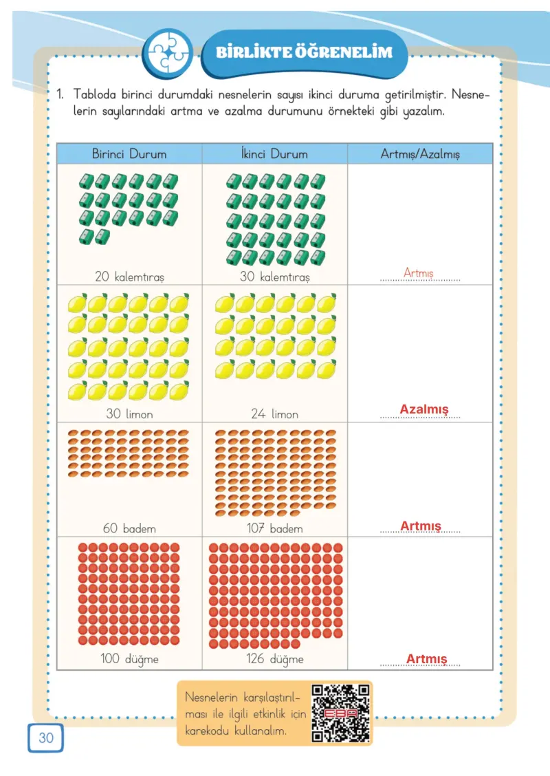 3. Sınıf Matematik Ders Kitabı Cevapları Meb Yayınları 1. Kitap Sayfa 30 Çözüm Görseli