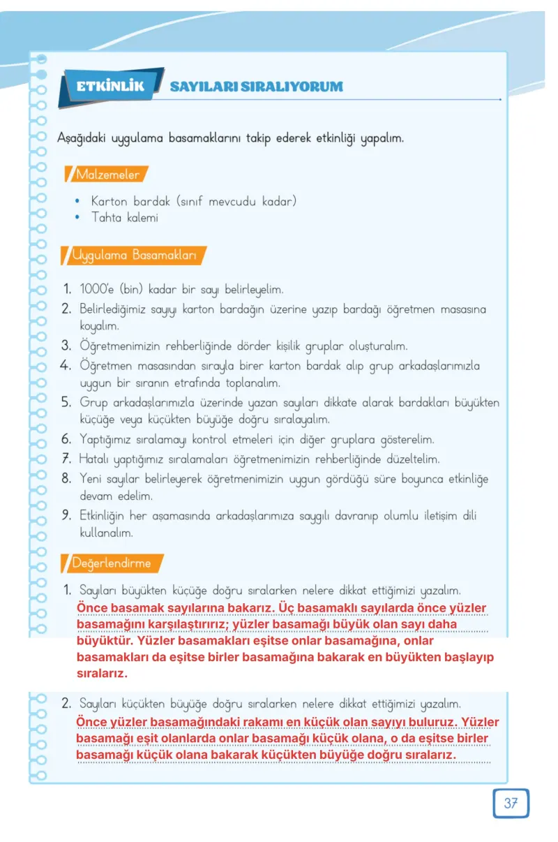 3. Sınıf Matematik Ders Kitabı Cevapları Meb Yayınları 1. Kitap Sayfa 37 Çözüm Görseli