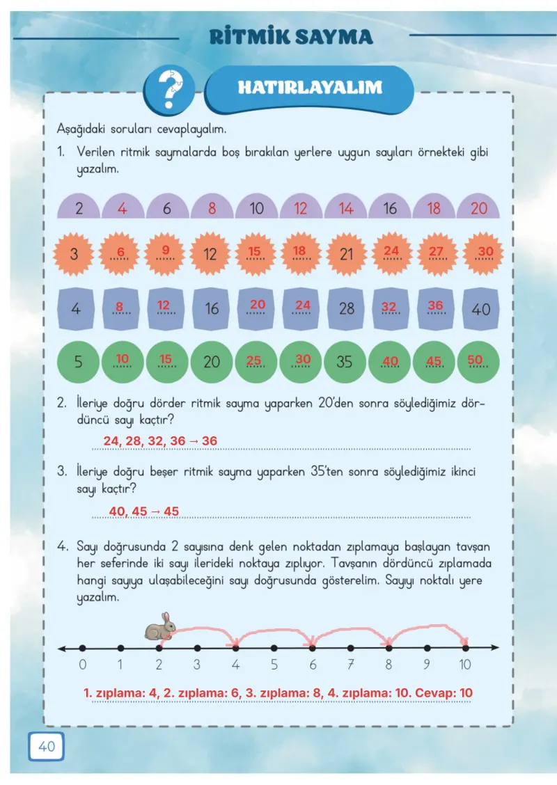 3. Sınıf Matematik Ders Kitabı Cevapları Meb Yayınları 1. Kitap Sayfa 40 Çözüm Görseli
