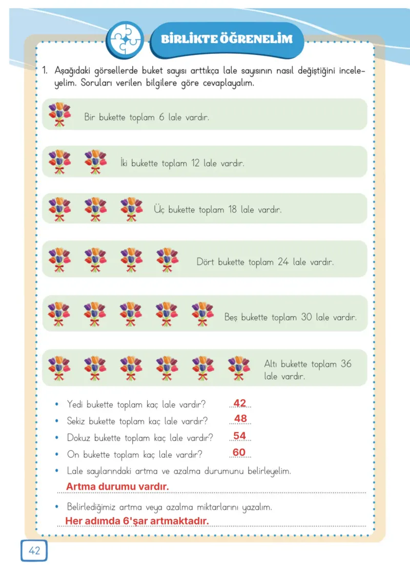 3. Sınıf Matematik Ders Kitabı Cevapları Meb Yayınları 1. Kitap Sayfa 42 Çözüm Görseli