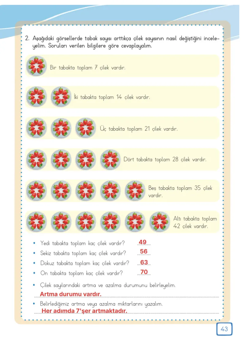 3. Sınıf Matematik Ders Kitabı Cevapları Meb Yayınları 1. Kitap Sayfa 43 Çözüm Görseli
