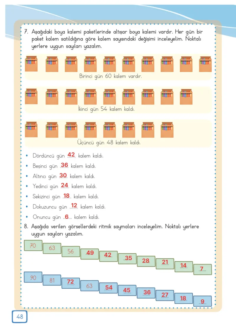 3. Sınıf Matematik Ders Kitabı Cevapları Meb Yayınları 1. Kitap Sayfa 48 Çözüm Görseli