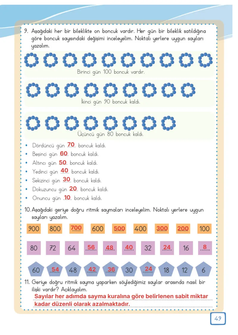 3. Sınıf Matematik Ders Kitabı Cevapları Meb Yayınları 1. Kitap Sayfa 49 Çözüm Görseli