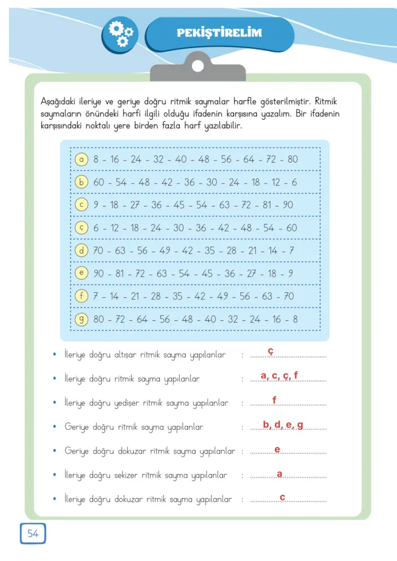 3. Sınıf Matematik Ders Kitabı Cevapları Meb Yayınları 1. Kitap Sayfa 54 Çözüm Görseli