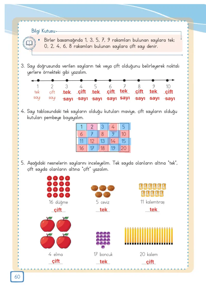 3. Sınıf Matematik Ders Kitabı Cevapları Meb Yayınları 1. Kitap Sayfa 60 Çözüm Görseli