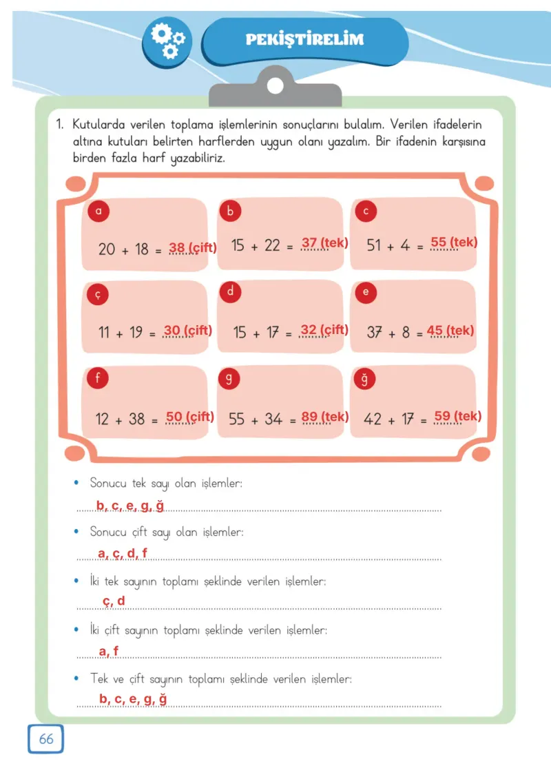 3. Sınıf Matematik Ders Kitabı Cevapları Meb Yayınları 1. Kitap Sayfa 66 Çözüm Görseli