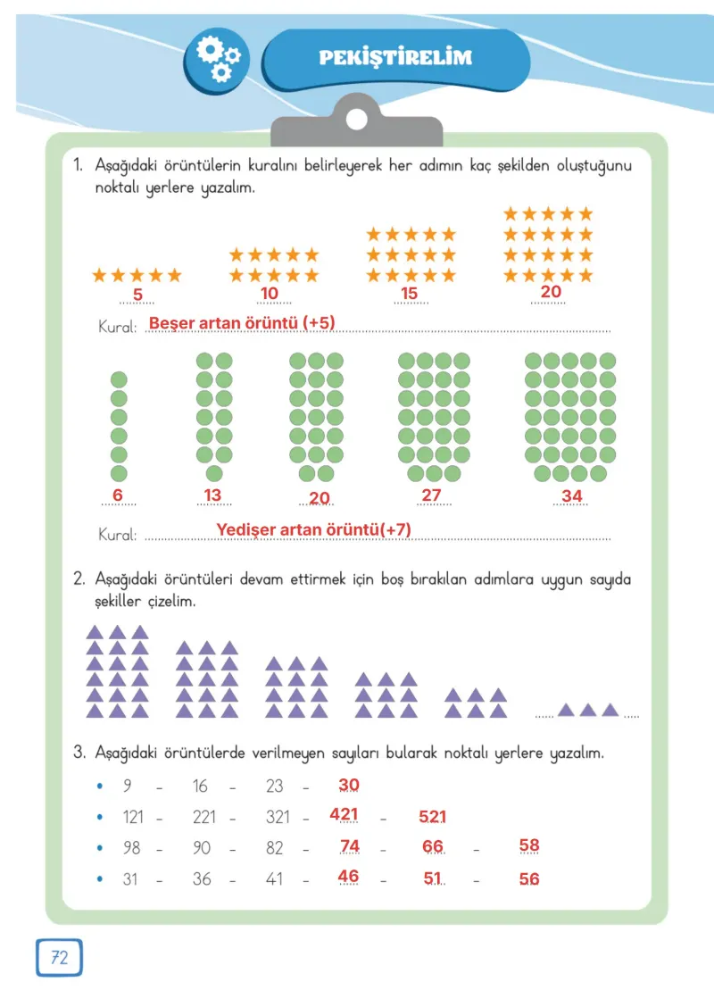 3. Sınıf Matematik Ders Kitabı Cevapları Meb Yayınları 1. Kitap Sayfa 72 Çözüm Görseli