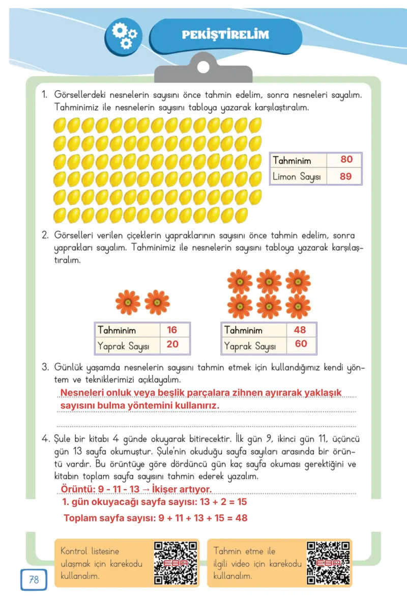 3. Sınıf Matematik Ders Kitabı Cevapları Meb Yayınları 1. Kitap Sayfa 78 Çözüm Görseli