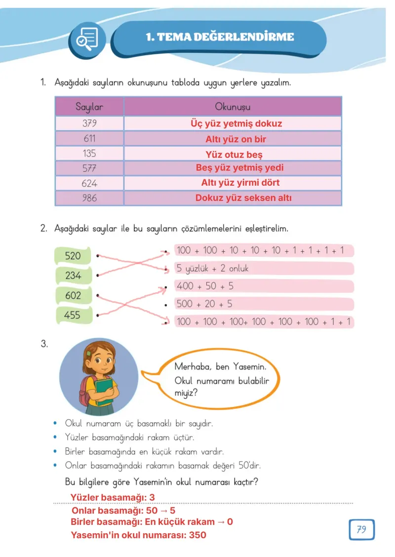 3. Sınıf Matematik Ders Kitabı Cevapları Meb Yayınları 1. Kitap Sayfa 79 Çözüm Görseli
