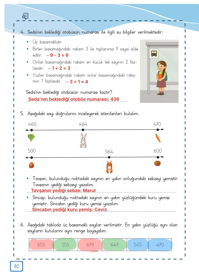3. Sınıf Matematik Ders Kitabı Cevapları Meb Yayınları 1. Kitap Sayfa 80 Çözüm Görseli