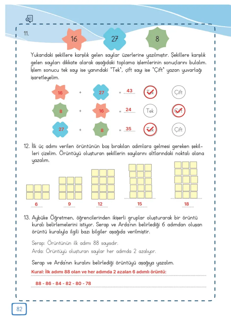 3. Sınıf Matematik Ders Kitabı Cevapları Meb Yayınları 1. Kitap Sayfa 82 Çözüm Görseli
