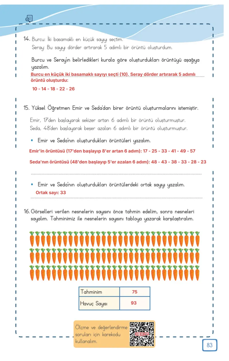 3. Sınıf Matematik Ders Kitabı Cevapları Meb Yayınları 1. Kitap Sayfa 83 Çözüm Görseli