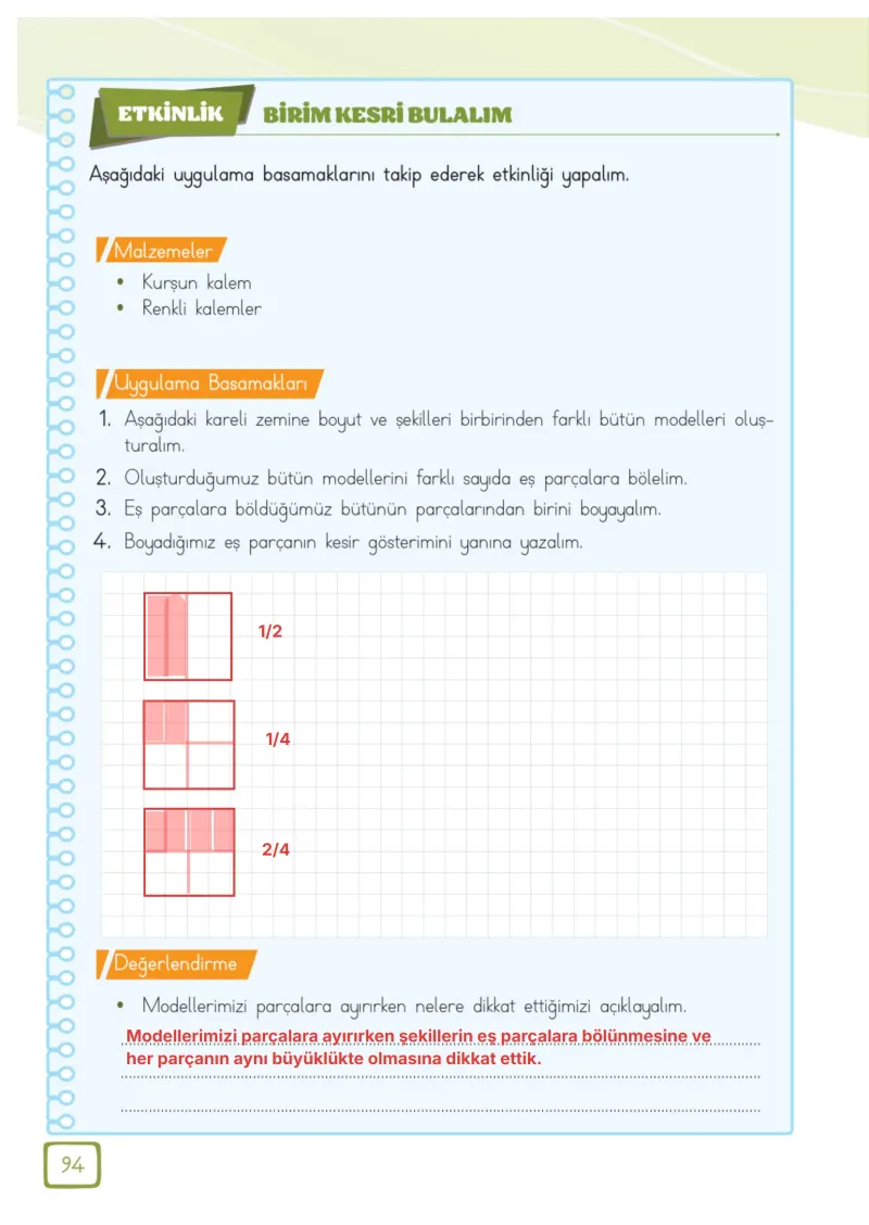 3. Sınıf Matematik Ders Kitabı Cevapları Meb Yayınları 1. Kitap Sayfa 94 Çözüm Görseli